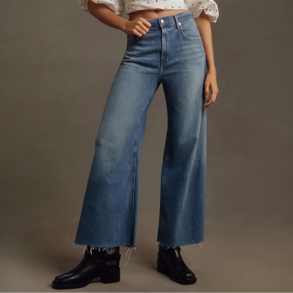 Citizens‎ Of Humanity Lyra Wide Leg Raw Hem Jean Medium Wash 29